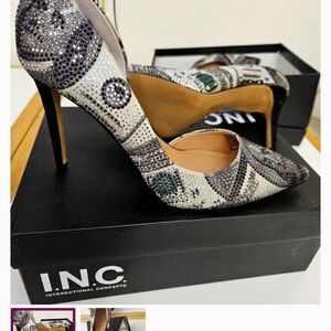 INC International Concepts Women's Patterned Heels Bling money pumps